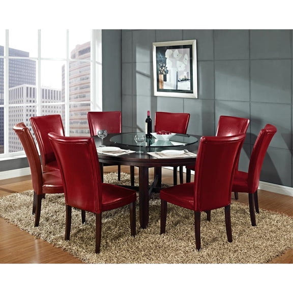 Steve Silver Company 9 Piece Dining Set Contemporary Style Red