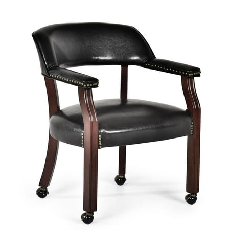 Steve Silver Company Tournament Traditional Wood Black Arm Chair with Casters