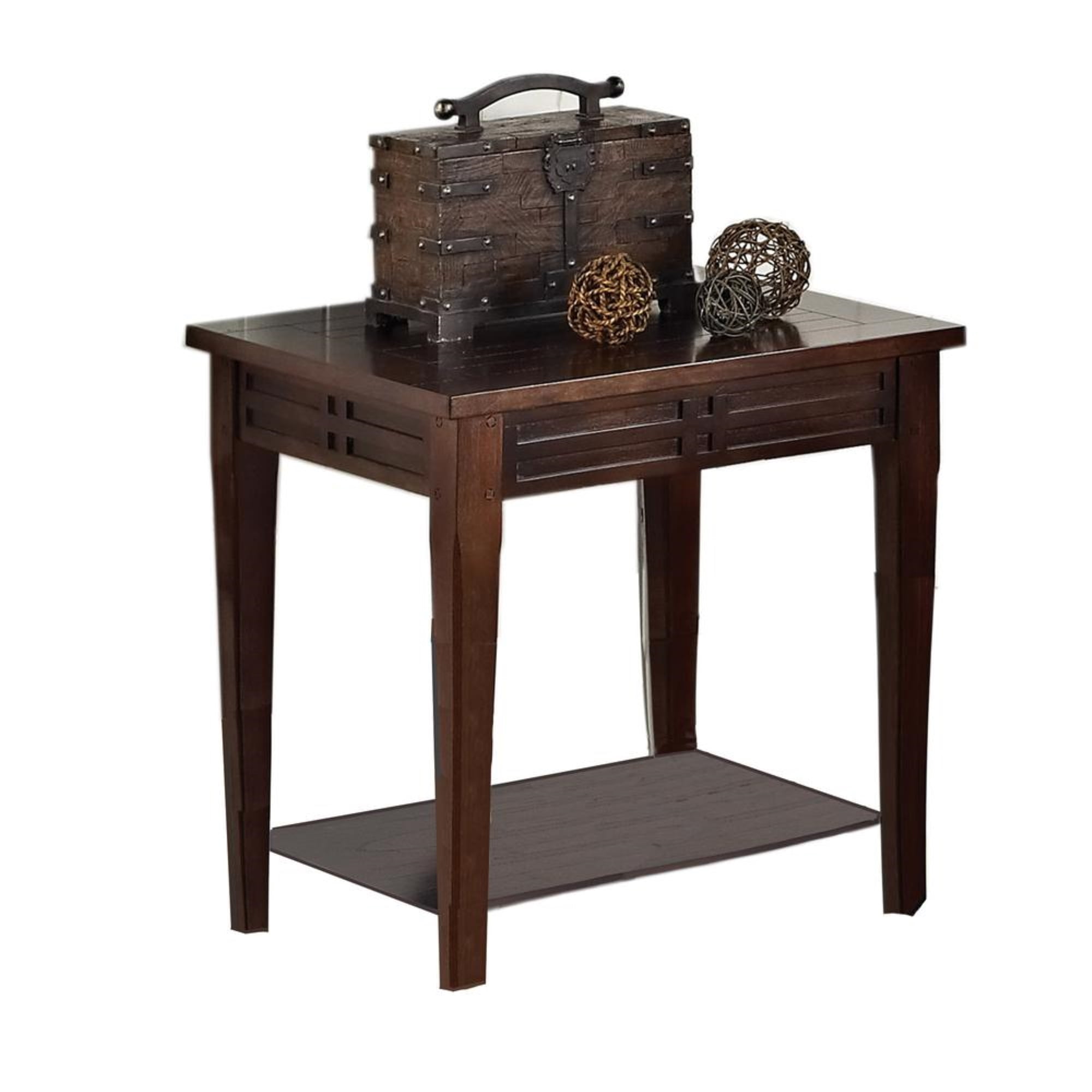 Crestline Transitional Brown Wood End Table with Storage