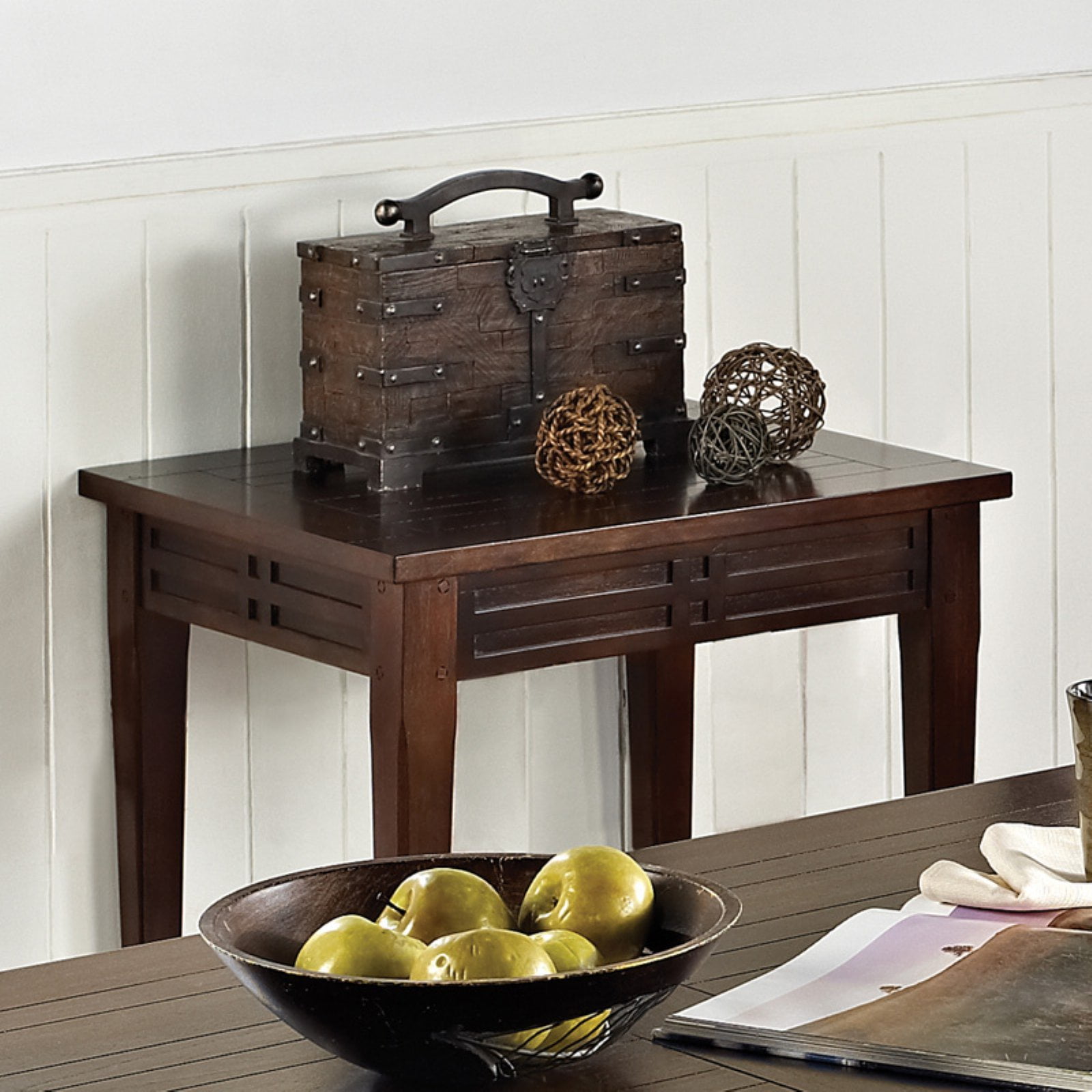 Crestline Transitional Brown Wood End Table with Storage