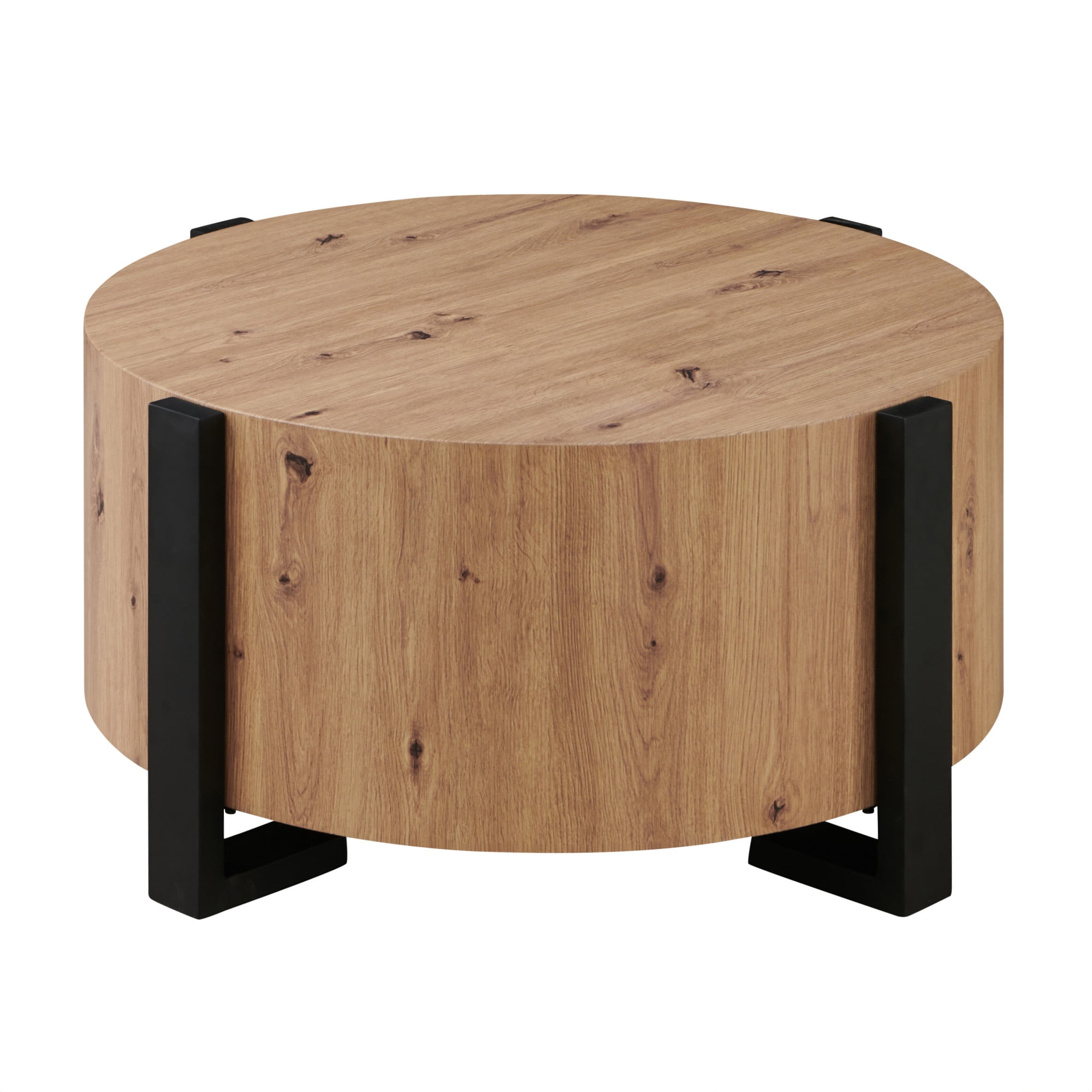 Steve Silver Darcie Modern 36" Round Wood Coffee Table, Natural Brown