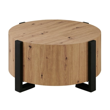 Steve Silver Darcie Modern 36" Round Wood Coffee Table, Natural Brown