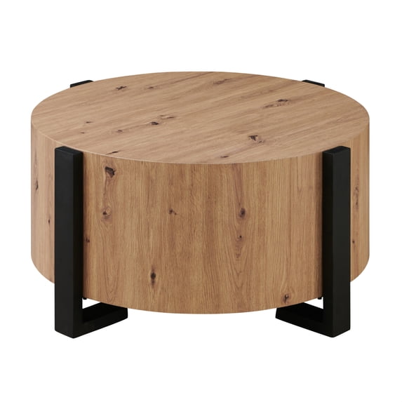 Steve Silver Darcie Modern 36" Round Wood Coffee Table, Natural Brown