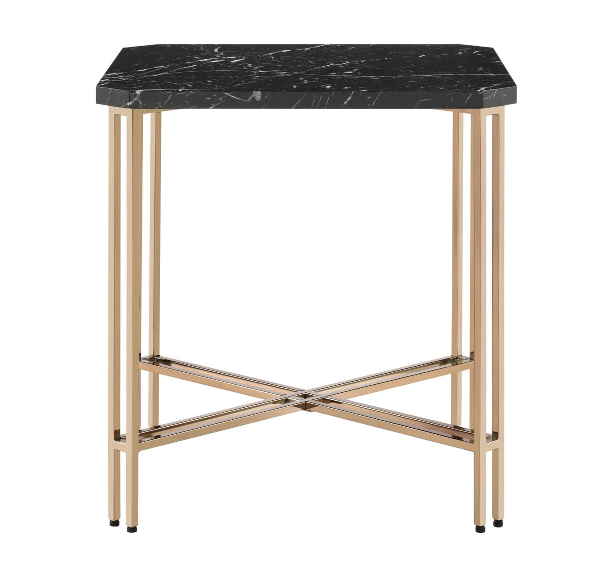 Daxton Black Faux Marble and Gold Metal Square End Table