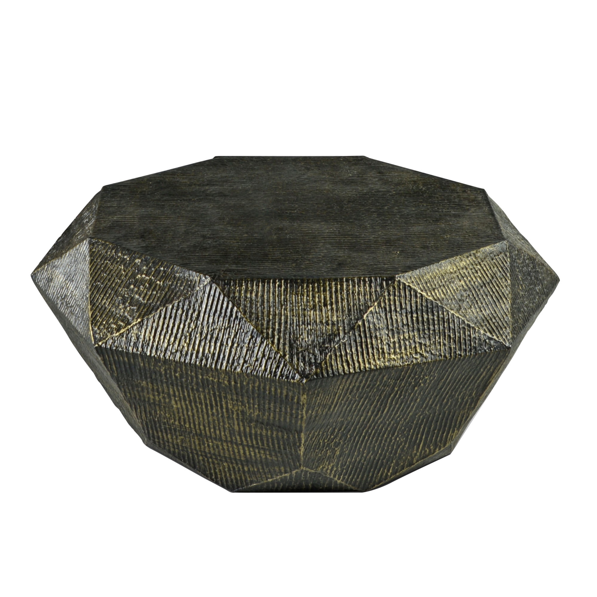 Octagon Gray Iron and Brass Cocktail Table