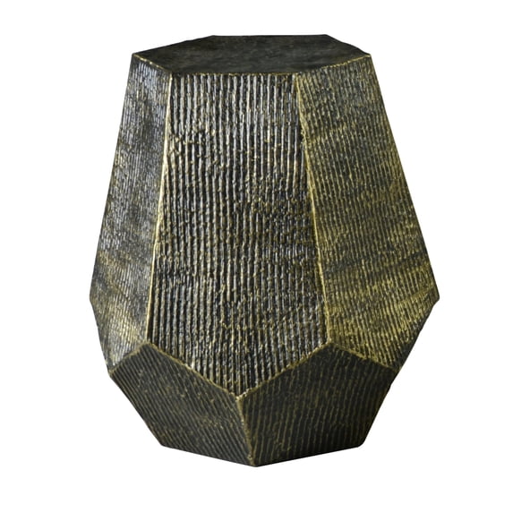 Steve Silver Donato Contemporary 18.5" Hexagon Brass Metal End Table, Antiqued Brass