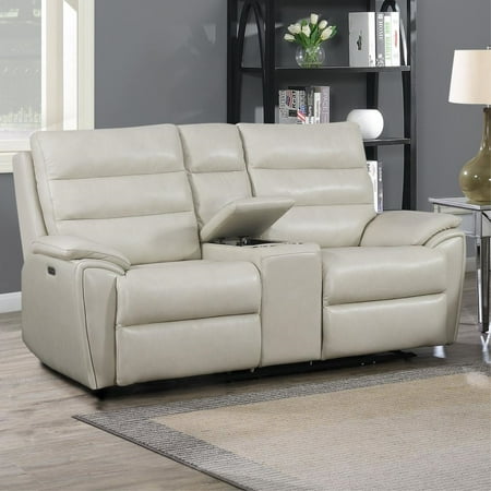 Steve Silver Duval Ivory Leather Power Console Loveseat