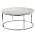 thumbnail image 1 of Steve Silver Echo Marble and Chrome Metal Round Coffee Table, White, 1 of 5