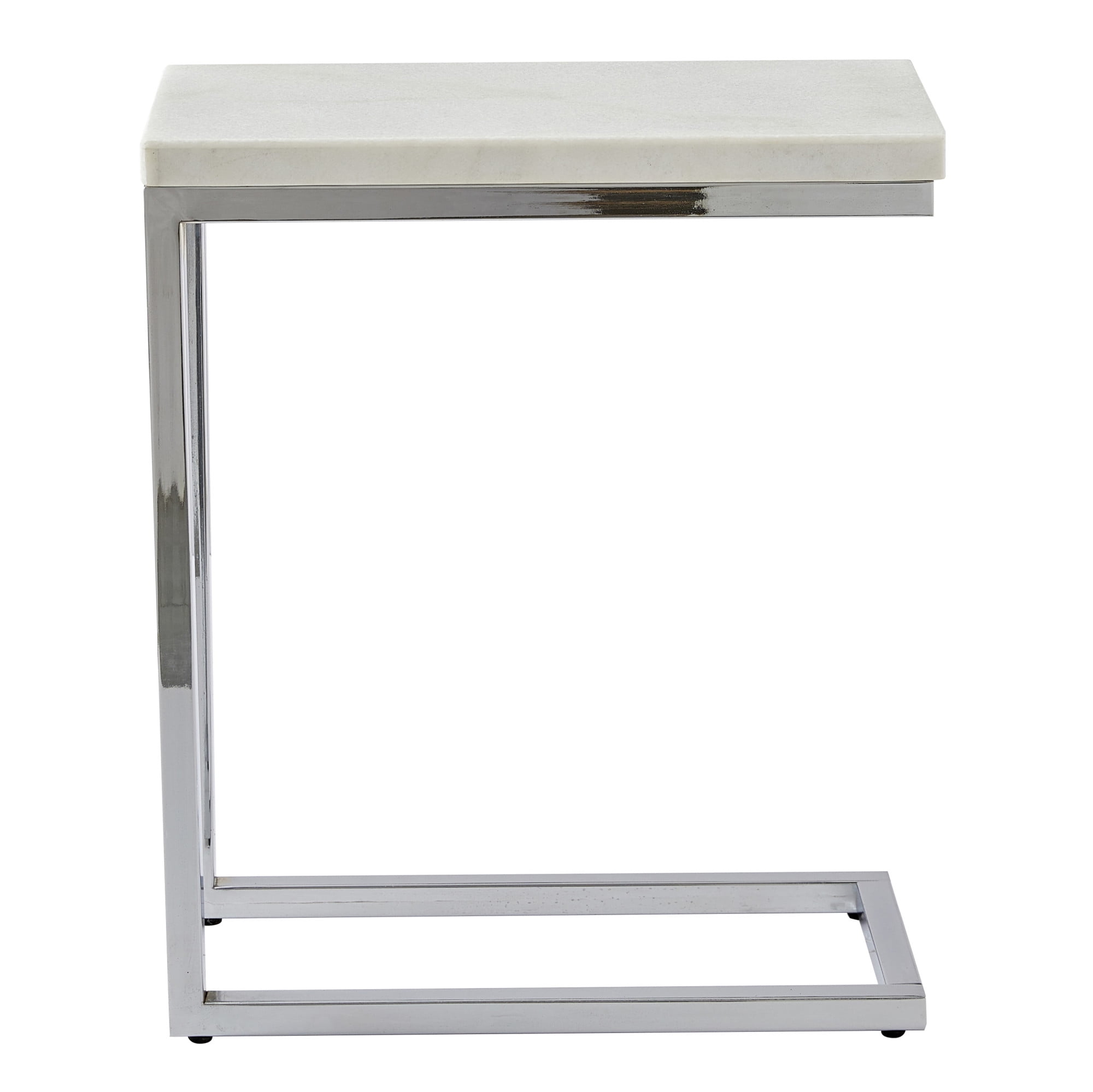 Echo White Marble and Chrome Rectangular Chairside Table