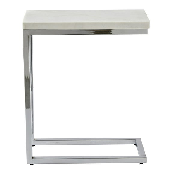 Steve Silver Echo White Marble and Chrome Chairside End Table