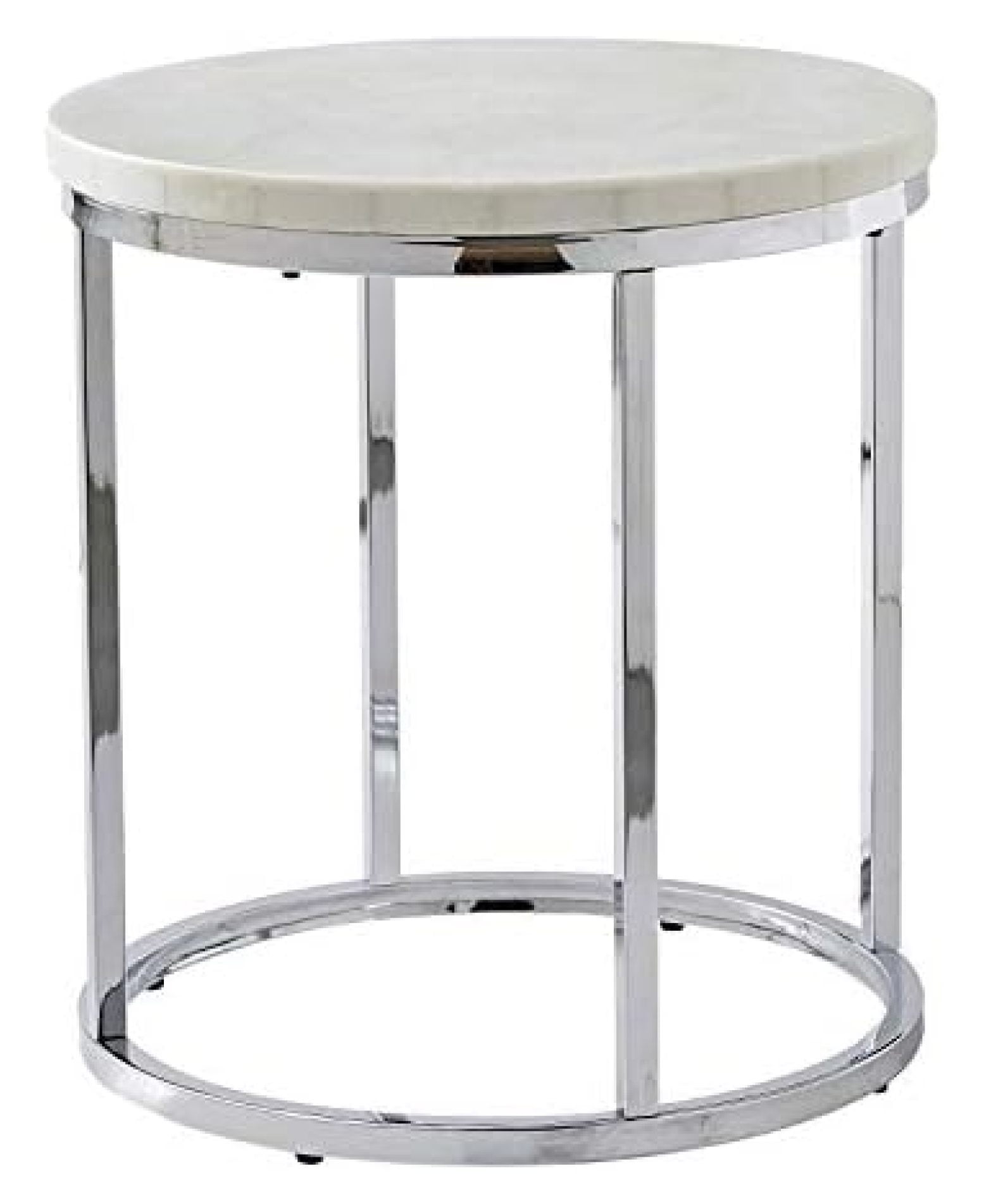 Echo 22" White Marble and Chrome Round End Table
