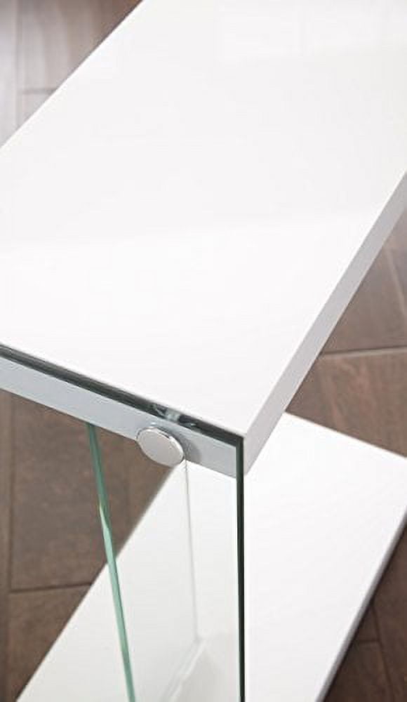 Elaina White Glass and Wood Rectangular End Table