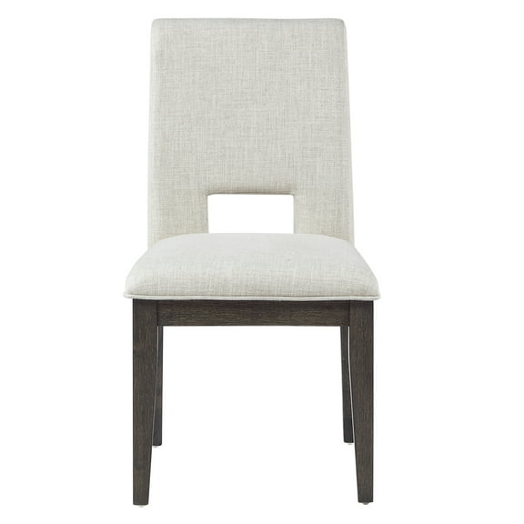 Steve Silver Evan Modern Upholstered Linen-Like Dining Chair, Set of 2, Eggshell/Walnut
