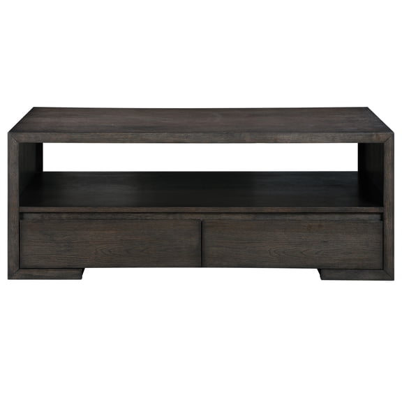 Steve Silver Evan Modern Rectangle Cocktail Table with 2 Drawers, Walnut