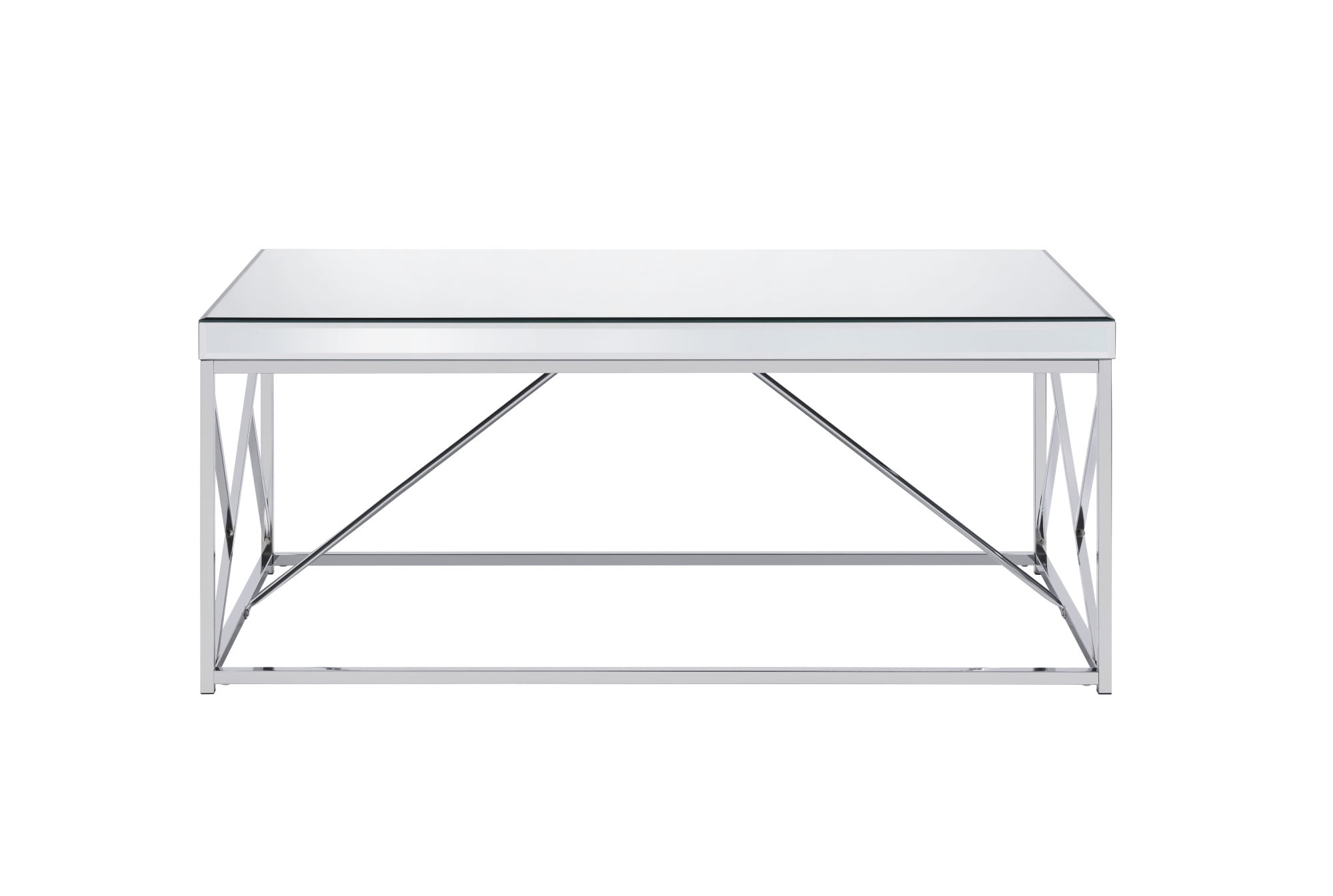 Evelyn Rectangular Chrome Mirrored Glass Cocktail Table