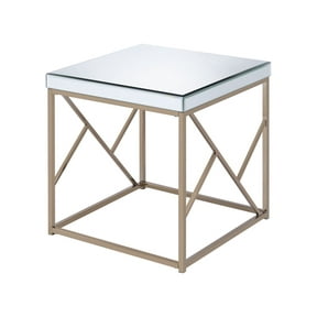 Steve Silver Evelyn Square Mirror Top End Table, Copper