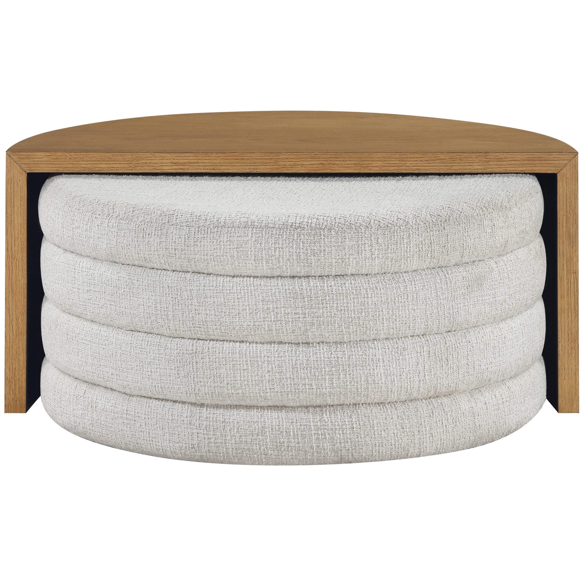 Steve Silver Florence Round Sand Wood Nesting Ottoman Coffee Table