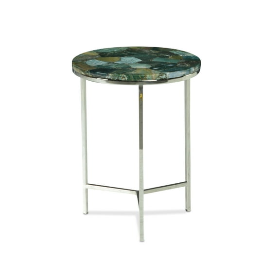 Steve Silver Foster Round Spa Green Agate Top Chairside Table