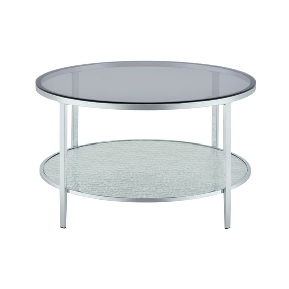 Steve Silver Frostine Round Chrome and Tempered Glass Coffee Table