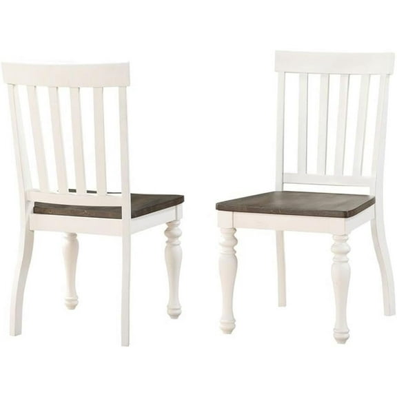 Steve Silver Furniture Joanna Side Chair, Set of 2 Chairs, 18-Inch Seat Height, Farmhouse Style, Charcoal/Ivory Finish, Scooped Seat, Dining Room, Slat Back, 20" W x 23.5" D x 40" H, Ivory, Charcoal