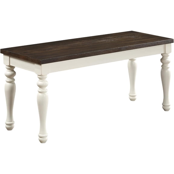 Steve Silver Furniture Rectangular Joanna Dining , Asian Hardwood Solids, Farmhouse/Costal/Rustic, 44' L x 15" W x 18.5" H, White/Brown