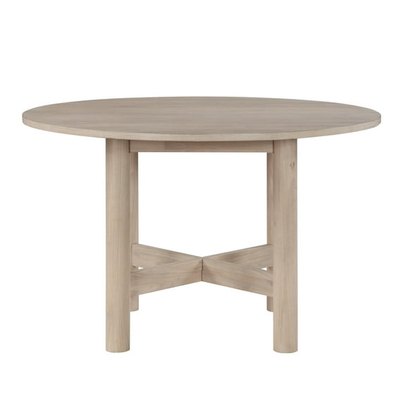 Steve Silver Gabby Modern Round Dining Table with Tubular Legs, Washed Oak