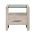 thumbnail image 1 of Steve Silver Garland Modern End Table with One Drawer and Glass Top, Washed Parchment, 1 of 5