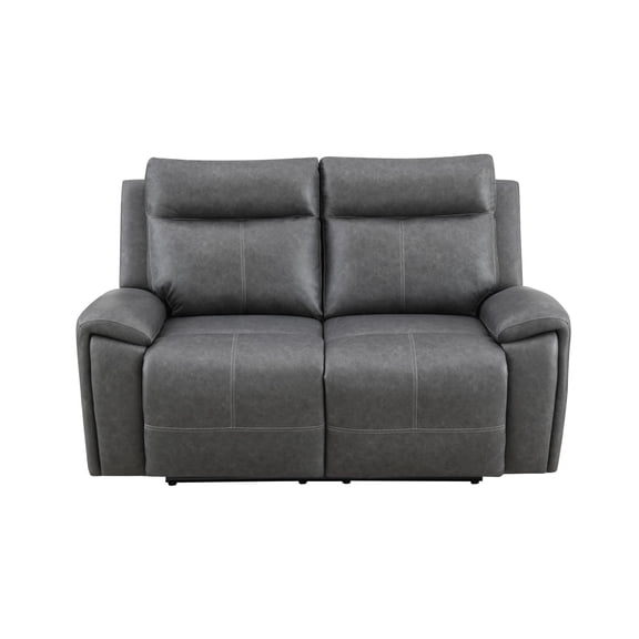 Steve Silver Gaston Modern Vegan Leather Reclining Loveseat , Grey
