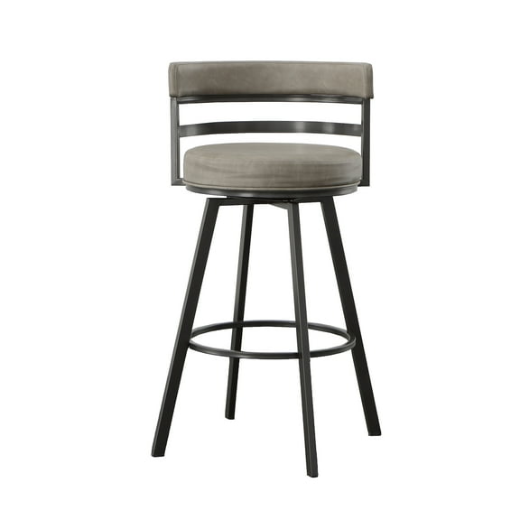 Steve Silver Gene Metal and Beige Faux Leather Swivel Bar Stool