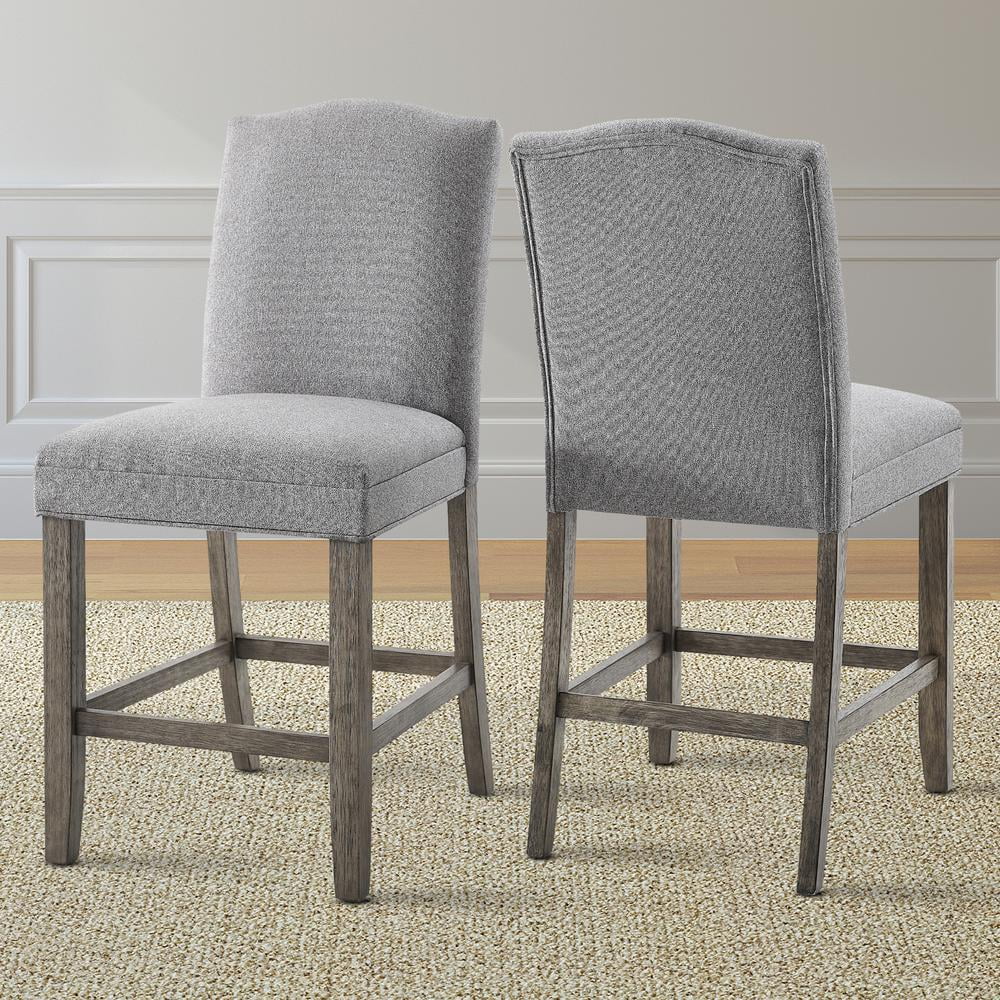 Gray Driftwood Wood and Fabric Counter Stools Set of 2