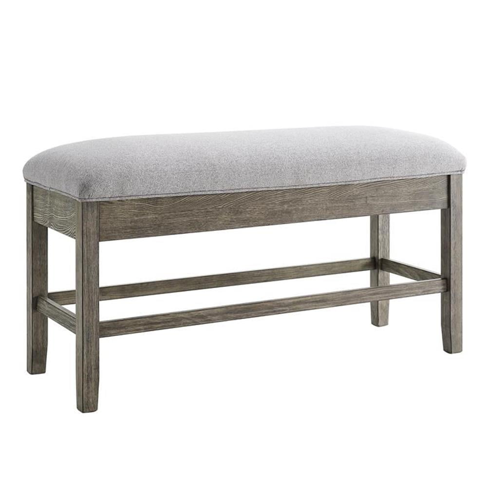 Gray Driftwood Storage Counter Bench with Ash Veneer