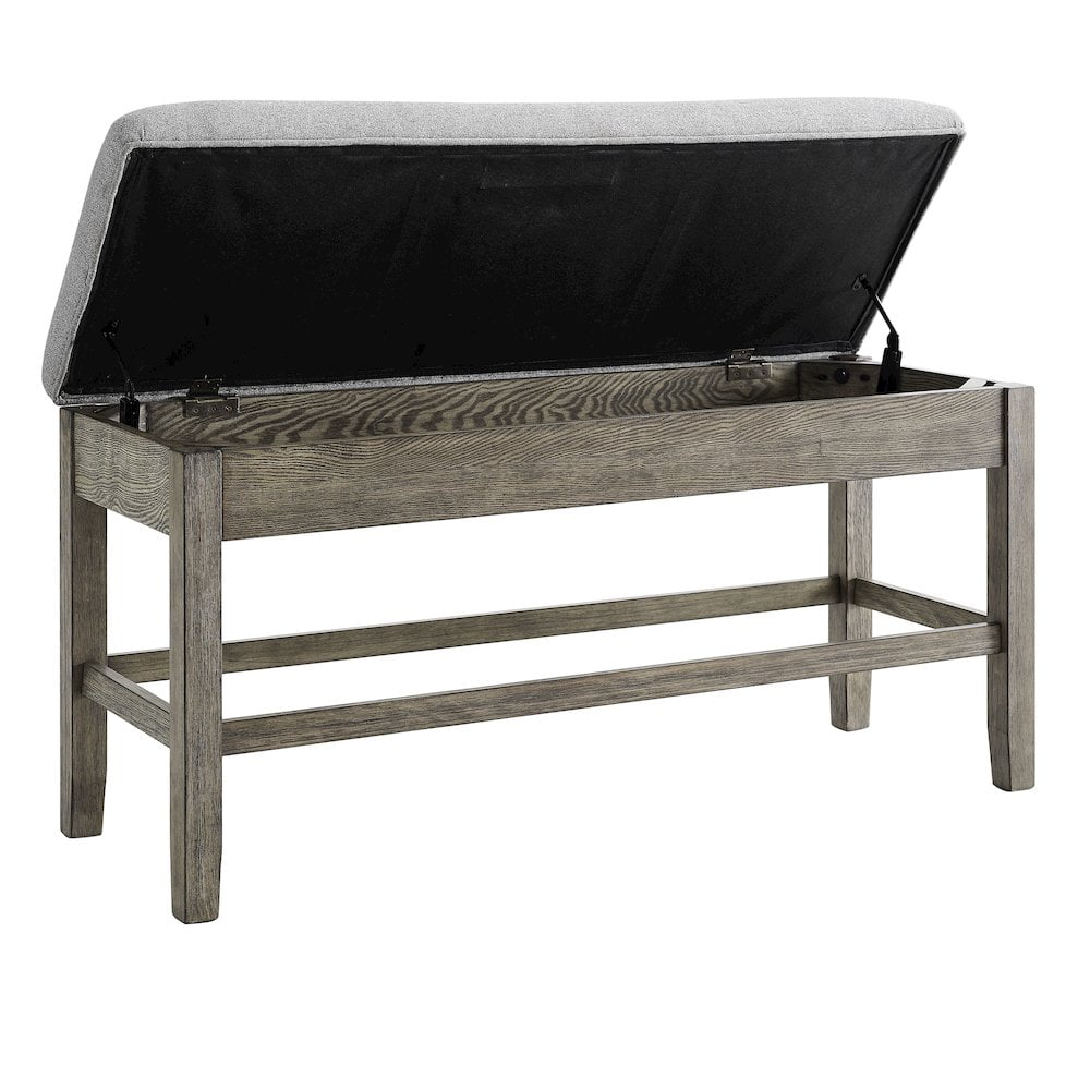Grayson White Marble and Driftwood Counter Height Dining Set with Storage Bench