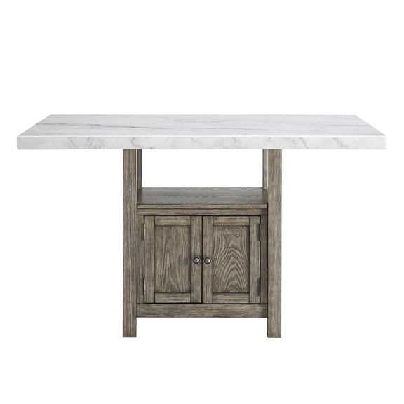 Steve Silver Grayson White Marble and Driftwood Counter Height Dining Table