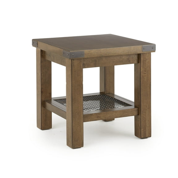 Steve Silver Hailee Square Brown Wood End Table in Distressed Oak