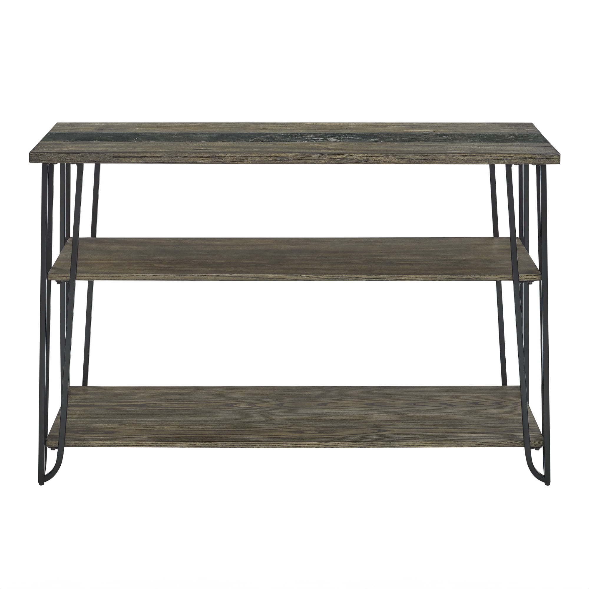 Harper Dark Driftwood Sofa Table with Sintered Stone Inlay