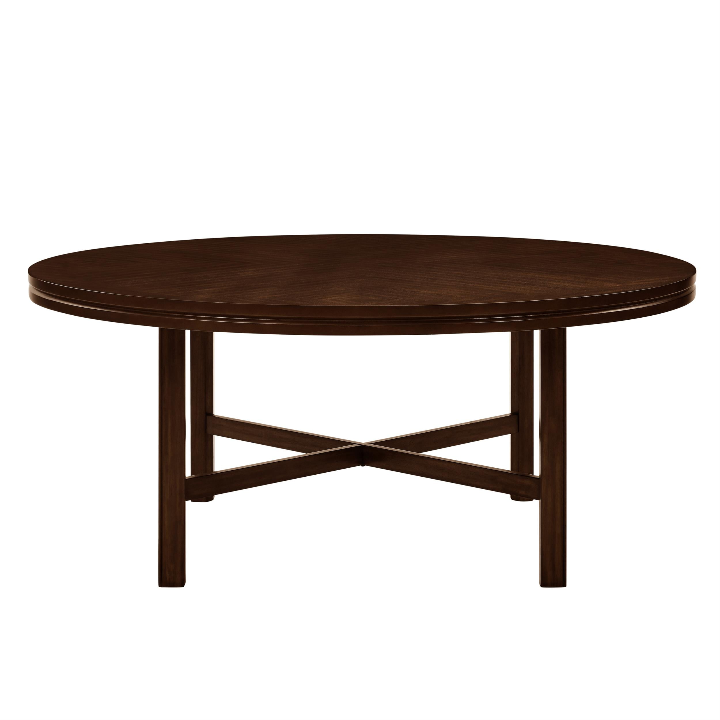 Transitional 72" Dark Oak Round Dining Table