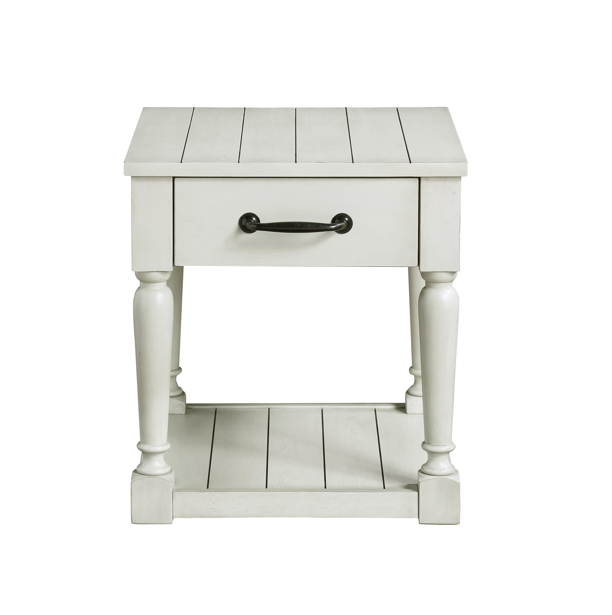 Hemingway Alabaster White Wood End Table with Storage