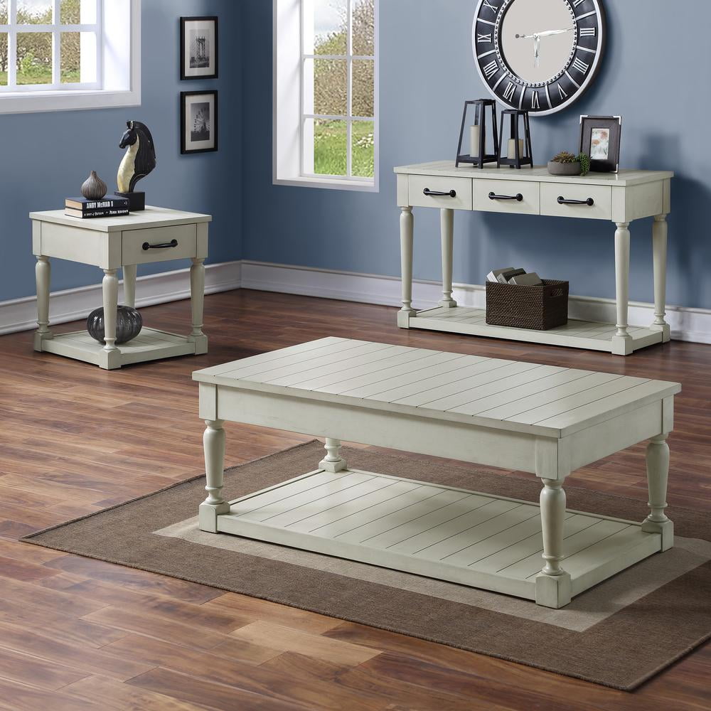 Hemingway Alabaster White Wood End Table with Storage