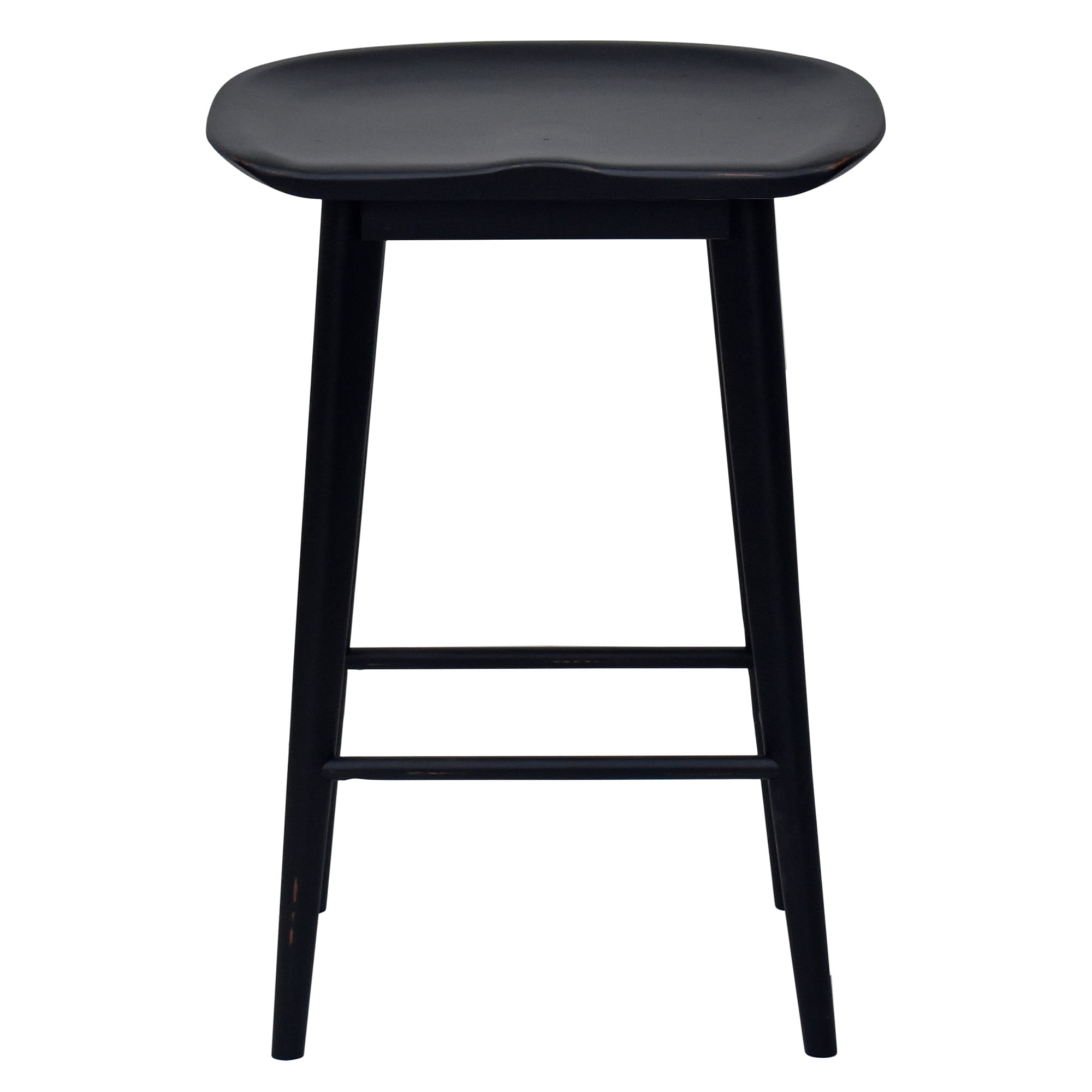 Hilton Transitional Black Solid Wood 24" Counter Stool