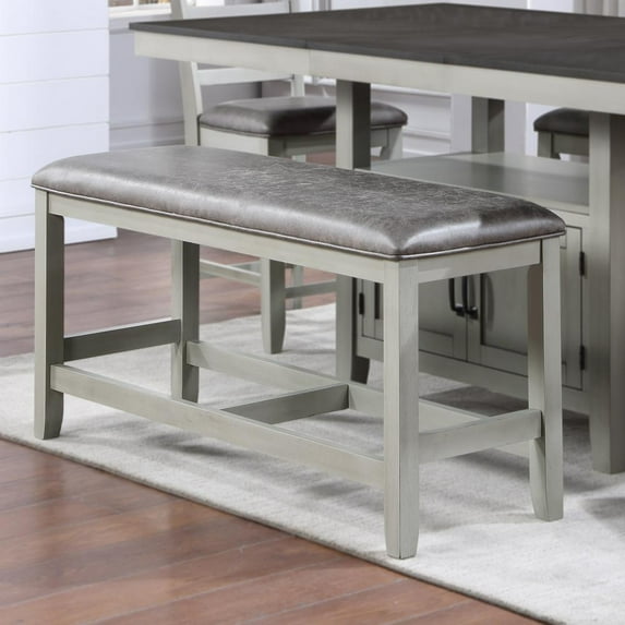 Steve Silver Hyland Stone Gray Wood Counter Bench