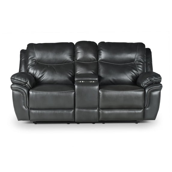 Steve Silver Isabella Faux Leather Reclining Loveseat with console, Gray