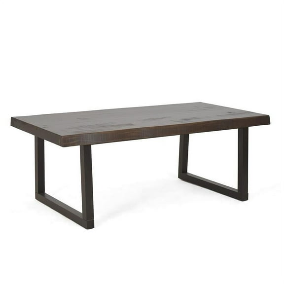Steve Silver Jennings Rectangle Live Edge Wood Coffee Table, Cherry and Ebony