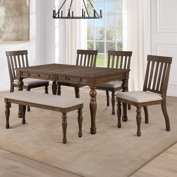 Steve Silver Joanna 6-Piece Dining Set in Brown