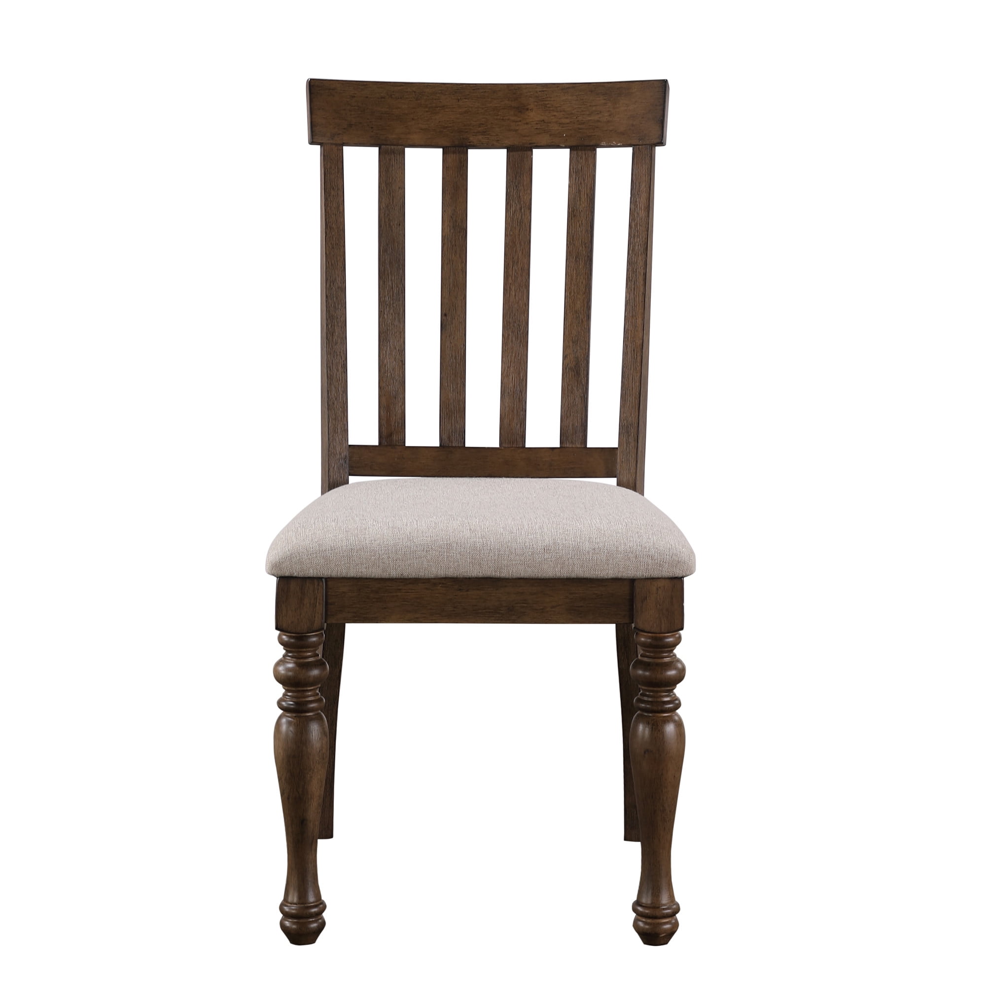 Brown Wood Farmhouse Side Chair with Upholstered Seat
