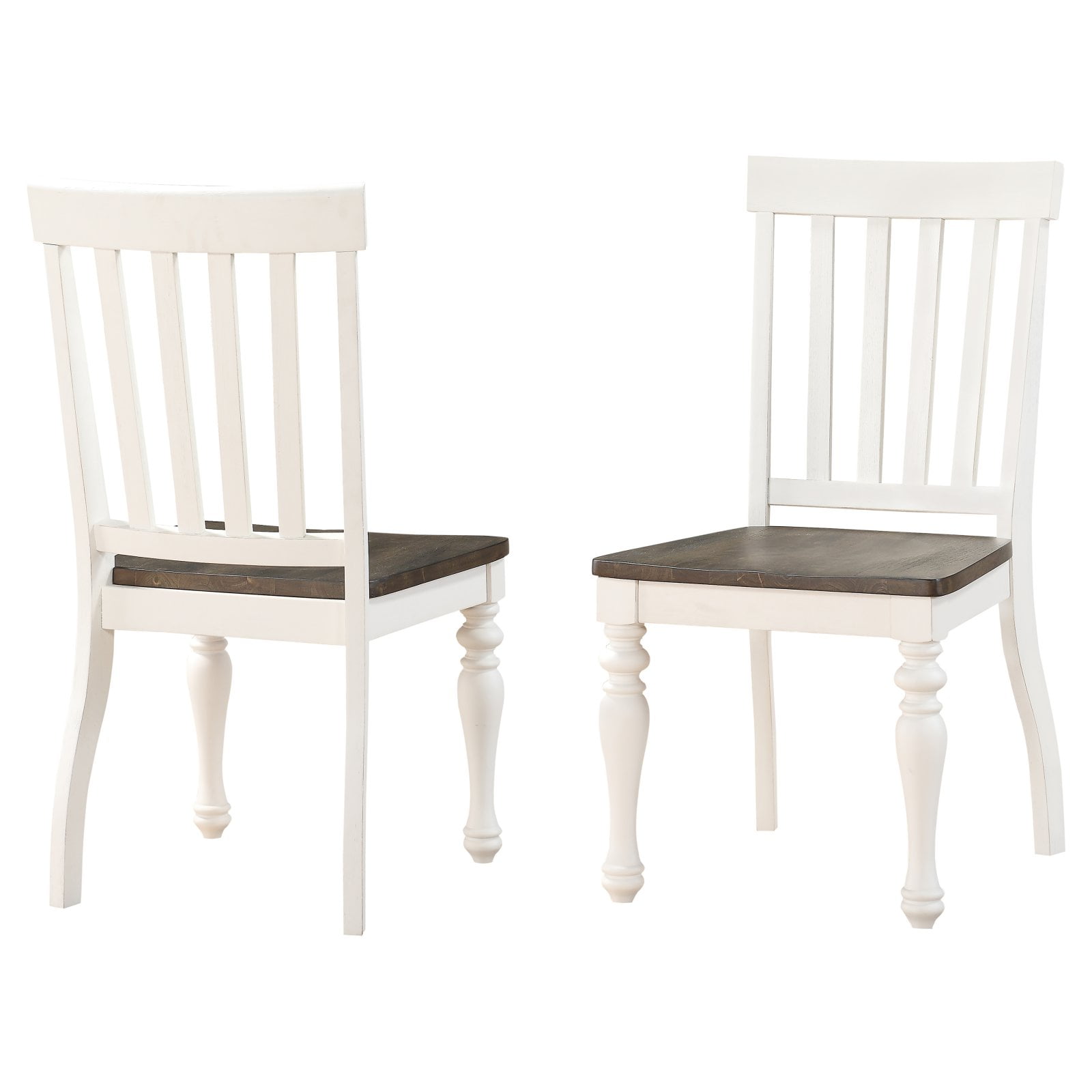 Joanna Two-Tone Ivory and Charcoal Hardwood Slat Side Chair, Set of 2