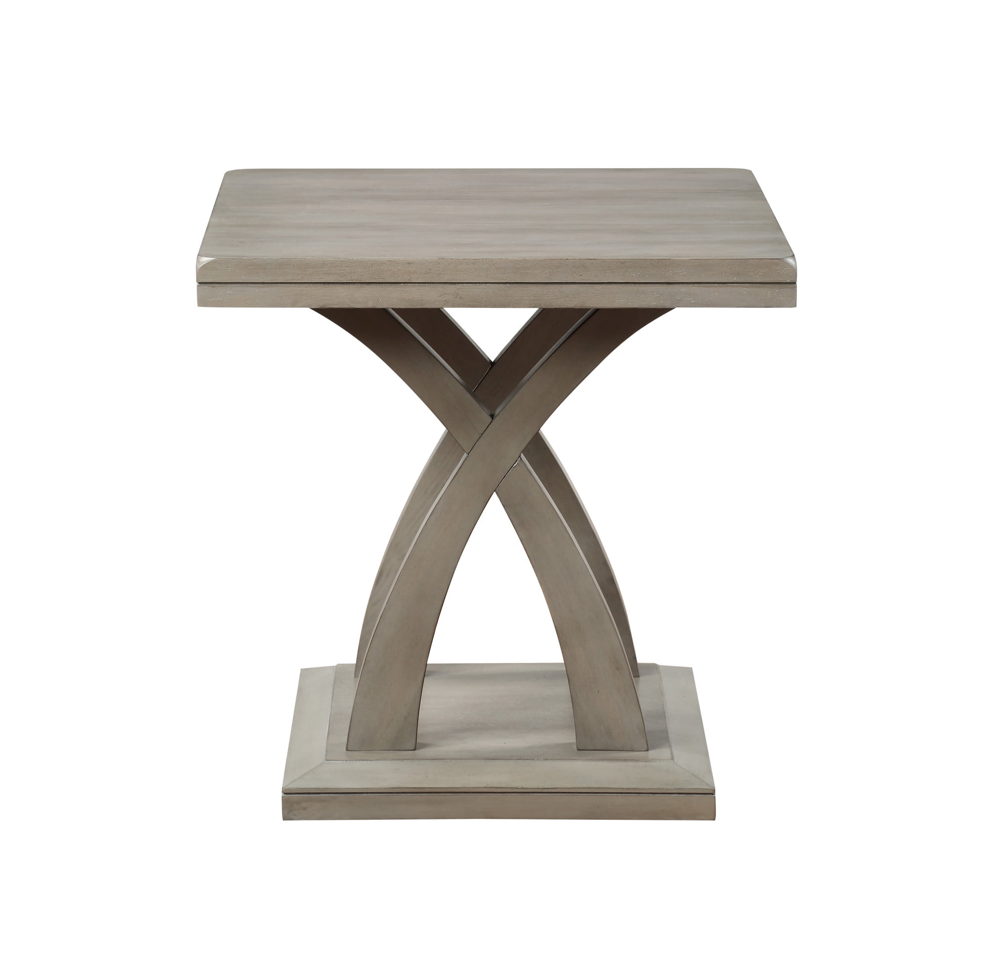 Jocelyn Gray Wood and Silver Metal X-Base End Table