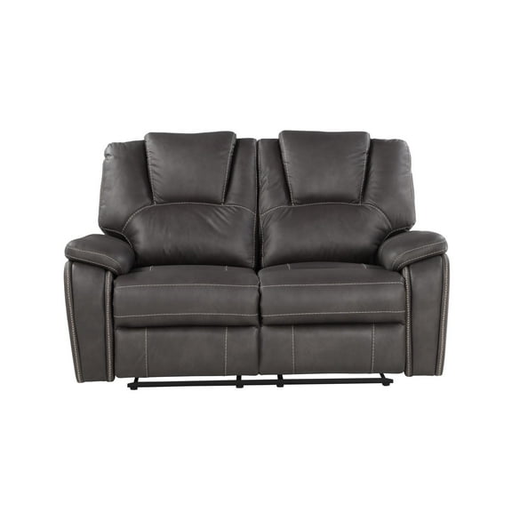 Steve Silver Katrine Faux Leather Reclining Loveseat, Charcoal