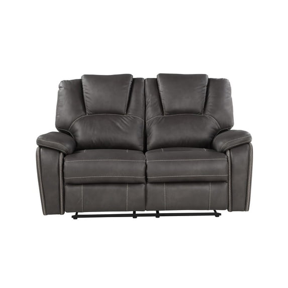 Steve Silver Katrine Faux Leather Reclining Loveseat, Charcoal
