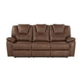 thumbnail image 1 of Steve Silver Katrine Faux Leather Reclining Sofa, Chestnut Brown, 1 of 12