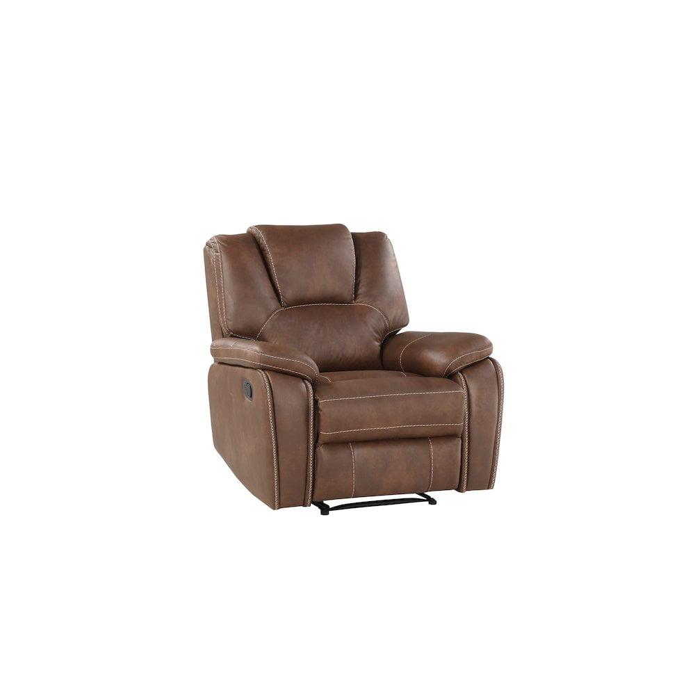 Katrine Chestnut Brown Faux-Leather Reclining Sofa Set